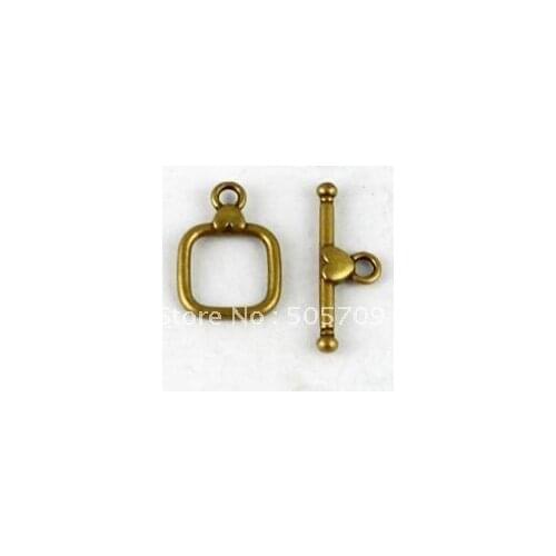 80 Sets Antiqued bronze square heart toggle clasp A15144B