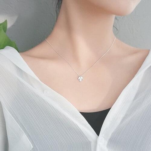 925 sterling silver simple fresh personality atmosphere trend maple leaf necklace art student female clavicle chain jewelry