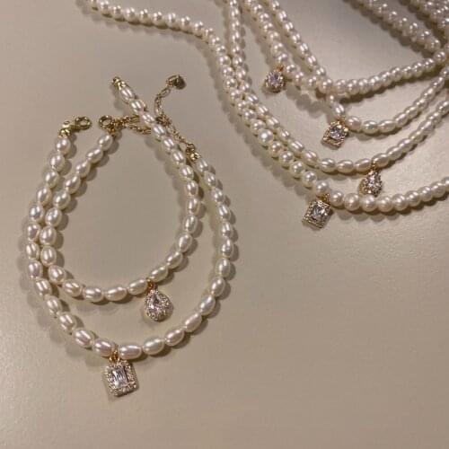 925 Sterling Silver 14K Gold Bright Light Near Round Freshwater Pearl Shiny Zircon Charm Bracelet Jewelry for Women Gift