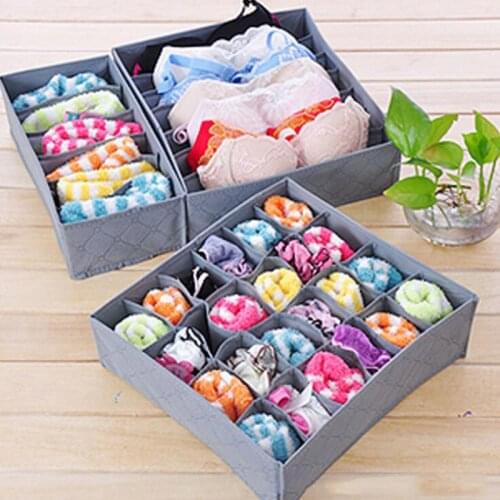 Basupply 3Pcs/set Underwear Storage Box For Ties Socks Shorts Bra Organizer Divider Drawer Lidded Underwear Closet Organizer