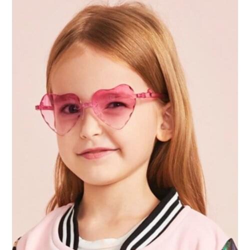 Factory Wholesale Rimless Kids sunglasses 3-8 years Plastic UV400 child glasses Heart Shaped Lovely baby Girls infantil eyewear