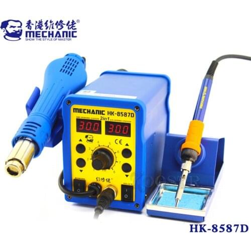 MECHANIC HK-8587D Energy-Saving Desoldering Station Hot Air Gun 2 In1 LED Display Soldering Iron Lead-Free Patch Repair Tool