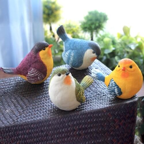 Creative simulation Artificial Birds Resin Statue Figurine Model House Home Lawn Garden Decor Ornament DIY Craft Miniatures Gift