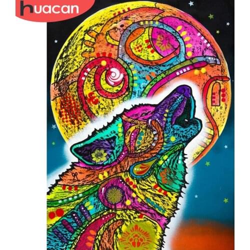 HUACAN 5D DIY Diamond Embroidery Sale Animal Full Square Round Mosaic Diamond Painting Wolf Cross Stitch Kit Home Decoration