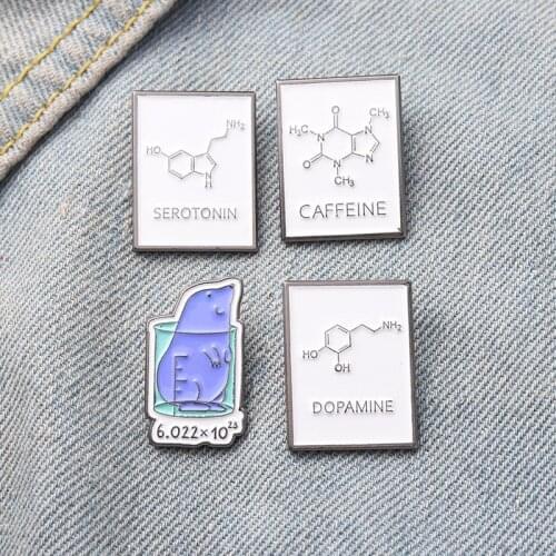 Creative Fun Chemistry Molecular Experiment Beaker Enamel Brooch Mouse Geometric Letter Alloy Pins Badge Jewelry Gift For Kid