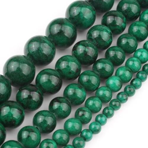 Natural Stone Malachite Green Jade Round Loose Beads For Jewelry Making DIY Bracelet Necklace 4 6 8 10 12 mm 15 inch Wholesale