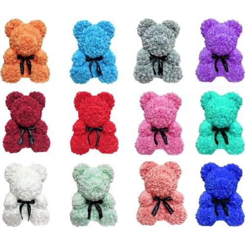 HOT Valentines Day Gift 25cm Rose Teddy Bear toys PE Rose Flowers Artificial Decoration Christmas Gifts wedding party decor