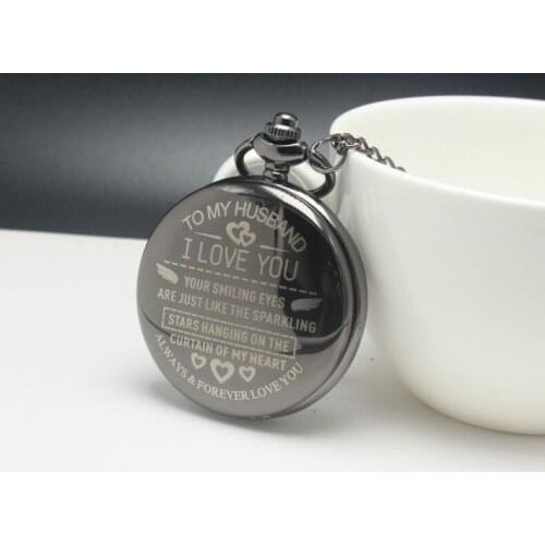 LinTimes Women Fob Watches to My Husband Love You Still Printing Metal Pocket Watch Gift For Mothers Day Gift Watch