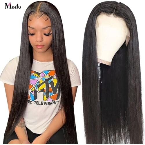 Meetu Straight Lace Front Wigs Glueless Transparent Lace Front Human Hair Wigs For Black Women Brazilian Remy Hair Wigs