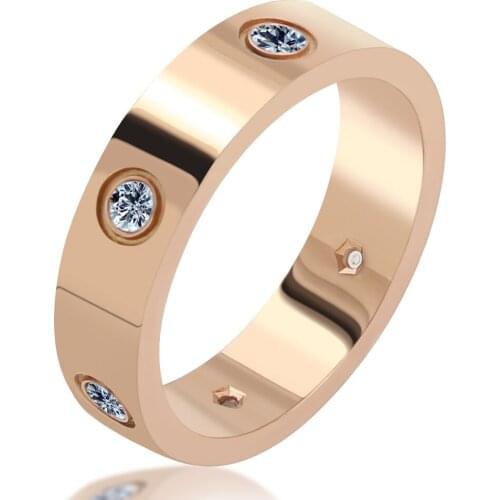 Man Ring with stone titanium steel Ring for woman for man female wedding ring Rose gold