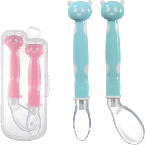 Baby Cartoon Spoon Set Silicone Soft Head Soup Spoon Elbow Spoon Combination Baby Feeding Tableware Boxed