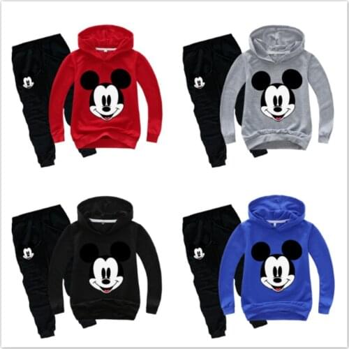 2020 New Children Clothing Sets Spring Autumn Baby Boy Girl Clothing Set Mickey Minnie Cartoon Fashion Hoodie+Pants 2 Pcs Suits