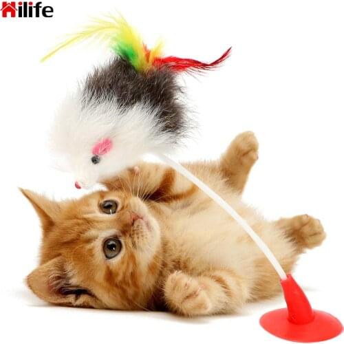 Feather False Mouse Playing Toys for Cats Pet Products Funny Cat Toys Cat Supplies Cat Interactive Toy with Bottom Sucker