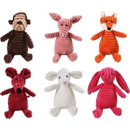 Pet Dog Toy Corduroy Chew Toy For Dog Puppy Squeaker Squeaky Plush Bone Molar Toy Mouse Monkey Pet Training Dog Supplies