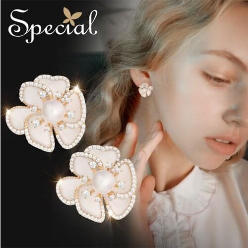 SPECIAL Earrings Earrings Earrings 925 Tremella Needle Lining Flower Female White Rose 2021 New Trend S2652E