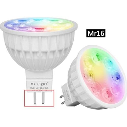 MiLight led bulb 4W GU10 220V Led Lamp Light Dimmable MR16 DC12V RGBCCT Home Decoration Bulb