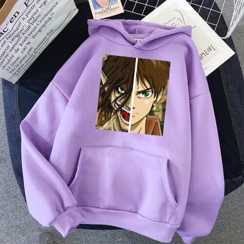 Anime Eren Yeager hoodie kawaii Korean pullover attack on titan sweatshirt cartoon print anime aesthetic hoodie streetwear