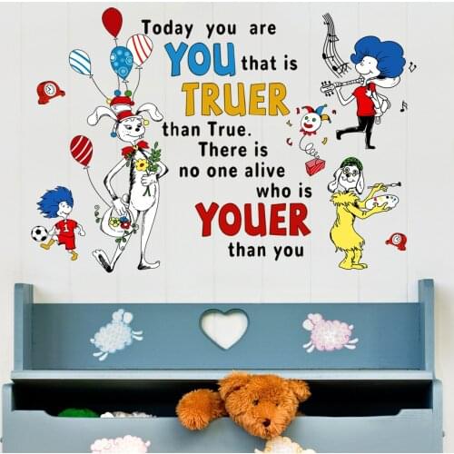 Creative English Animal Wall Sticker for Kids Room Living Room Bedroom Home Decor Funny Wall Decals Room Background Posters