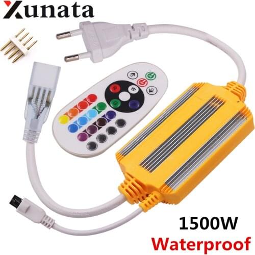 EU 220V Waterproof 24key IR remote controller 1500W 2500W For 5050 2835 RGB LED Strip Neon Light