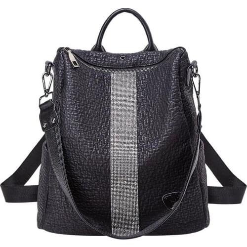 Women Backpack Genuine Leather Backpacks Women 2021 New Fashion Shoulder Bags Female Large Capacity Solid Black Backpack Mochila