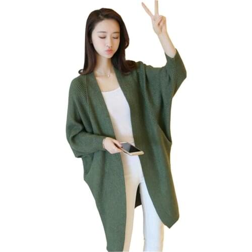 Fashion cardigan sweater women spring korean loose bat sleeve knitted coat casual tops female large size sweater jacket A3226