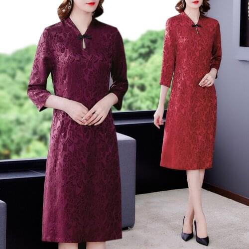 Spring Red Mulberry Silk Satin Long Sleeve Dress Autumn Women Korean Vintage Midi Dress 2021 Elegant Bodycon Party Evening Robe
