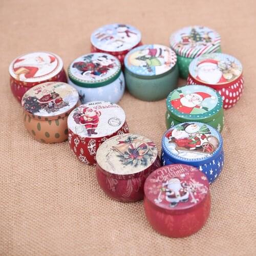 1PC Random Color Round Small Gift Box Candy Tin Can For DIY Christmas Party Decoration Supplies