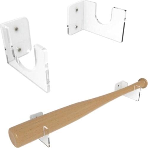 2pcs/set Storage Bracket Softball Home Wall Mounted Shelf Horizontal Display Accessories Acrylic Baseball Bat Holder Transparent