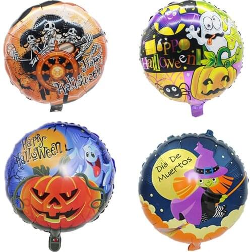 5/10pcs 18inch Round Halloween Foil Balloons Halloween Party Decoration Pumpkin Ghost Skull Air Helium Balloon Supplies Balaos