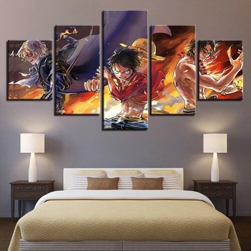 5 Piece Canvas Wall Art Anime Modular Pictures Modern Home Decor Print Cartoon Painting Characters Living Room Decoration Poster