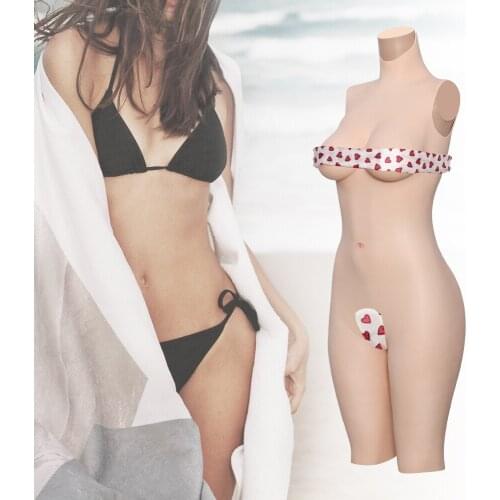 KUMIHO Crossdresser 5-Point Silicone Bodysuit Fake Vagina With Fake Breast Boobs For Transgender Drag Queen Sissy Crossdressing