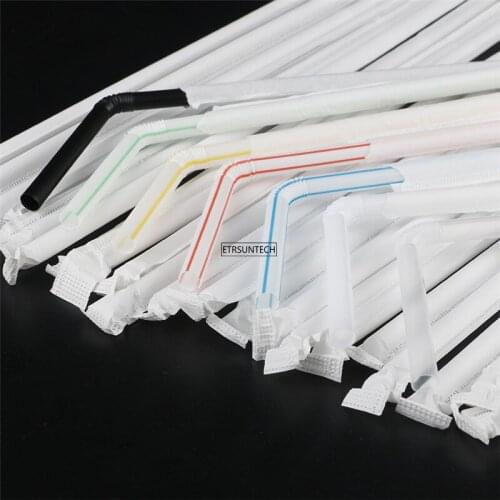 50Set Curved Plastic Drinking Straw Cocktail Wedding Birthday Party Special Summer Drinking Tube Independent packing Straws