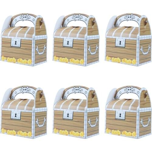 6pcs Pirate Treasure Boxes Goodie Candy Box Halloween Party Decorations Kids Pirate Theme Birthday Party Gift Boxes Party Favor