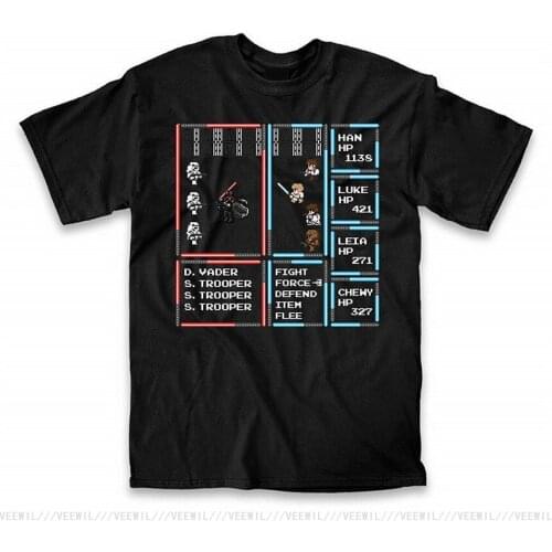 8 Bit Video Game Vader Luke Han Leia Chewy Mens Adult T Shirt Black Sleeve T Shirt Summer Oversized Tee Tops
