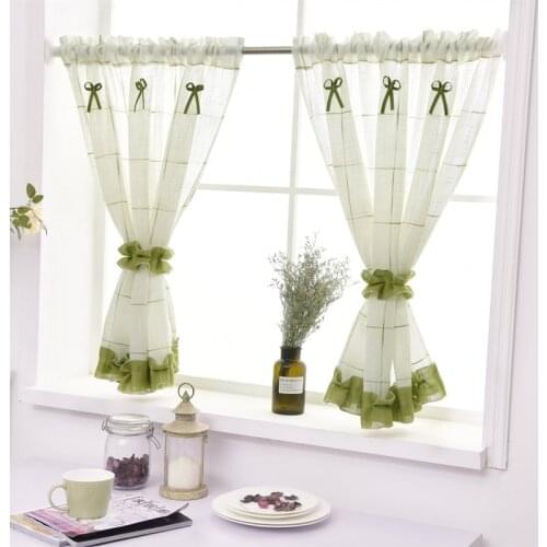 American Coffee Curtain with Short Window Curtain Valance Kitchen Curtain for Home Decor Cabinet Dust Sheer Curtains
