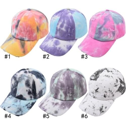 Tie Dye Hole Shading Hip Hop Unisex Fashion Dad Hat Adjustable Sun Protection Spring Summer Baseball Cap Snapback