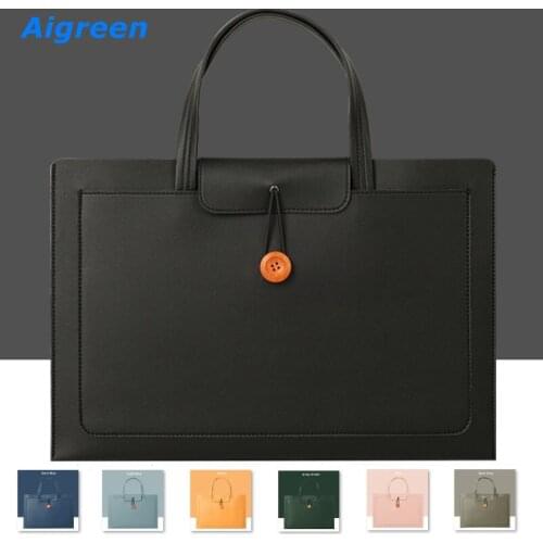 Brand Aigreen PU Leather Laptop Bag 10,11,12,13,14,15.6 Inch, Lady Handbag Case For MacBook Air Pro M1 Notebook PC,DropShip F251