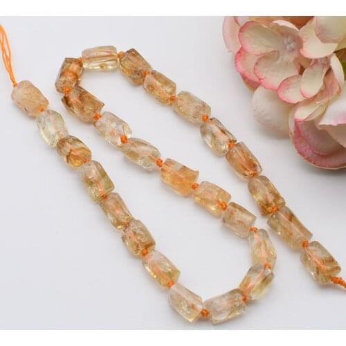 9-10mm Natural citrine irregular stone beads For DIY Necklace Jewelry Making Loose 15" Free Shipping
