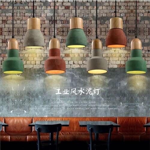 American Country Style cement Pendant Light 120cm wire E27 / E26 Socket Droplight 4 colors wood indoor Decoration Hanging Lamp