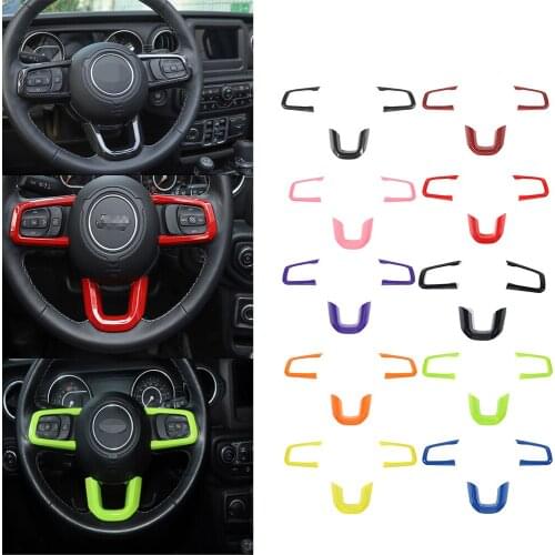 ABS Interior Steering Wheel Button Decoration Cover for Jeep Wrangler JL Gladiator JT 2018+ Car Accessories