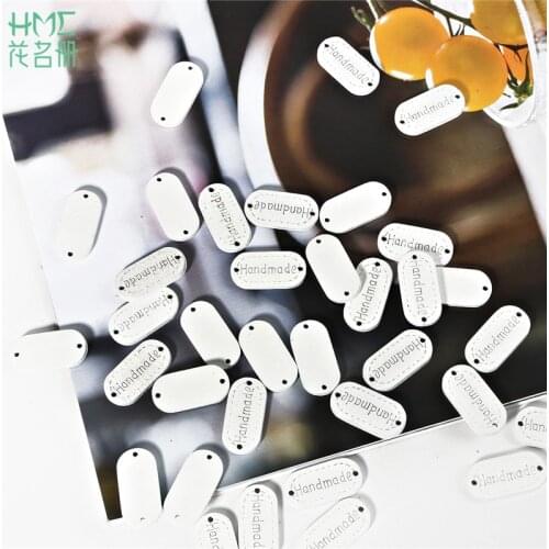 High Quality 50Pcs Wooden Button "Hand Made" Tags Wood Sewing Accessories For Clothes Handmade Scrapbooking Craft DIY Wholesale