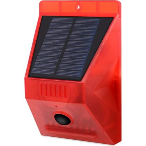 Solar Powered Alarm Light Motion Sensor Lights 110dB Loud Siren Strobe Lights Outdoor IP65 Waterproof Rechargeable