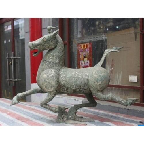 38 China Royal Fengshui Bronze Silver-Gilt Horse riding Chebi Swallow Statue