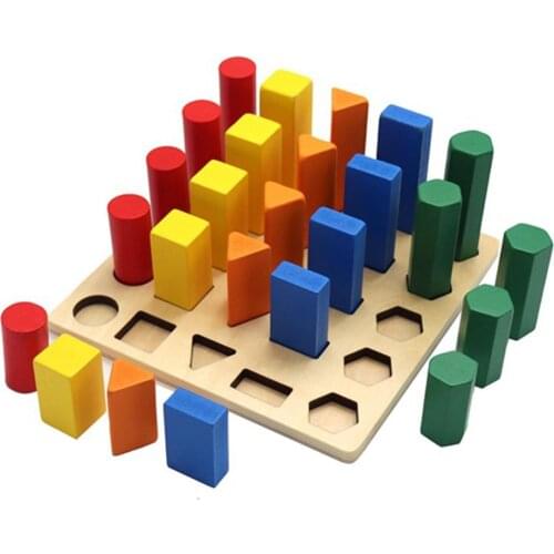 Colorful Wooden Geometric Blocks Shape Pairing Matching Game Education Kids Toy