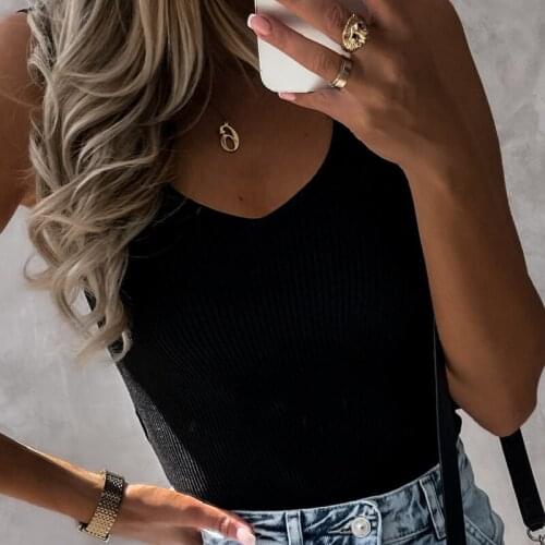 Hot Sale V-Neck Camisole Women Summer Ice Silk Knitted Slim Fit Ladies Solid Color Bottoming Sleeveless Vest Outer Wear