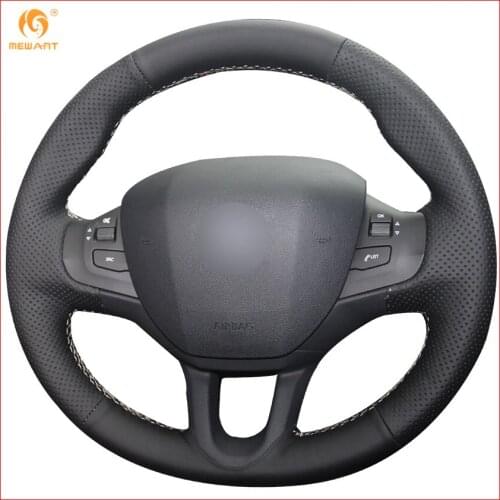 MEWANT Black Artificial Leather Car Steering Wheel Cover for Peugeot 208 Peugeot 2008 Interior Accessories Parts