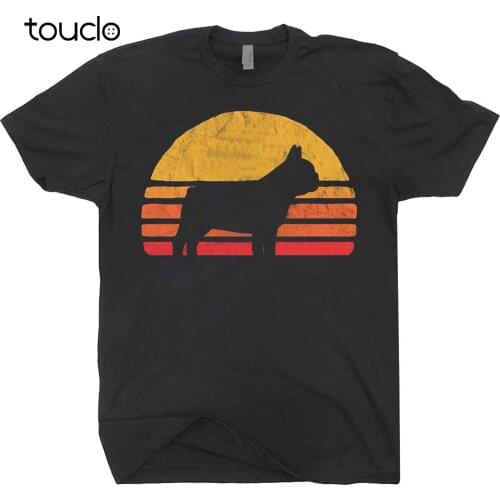 Fashion Summer Hot sale Retro Sun French Bulldog Silhouette T-shirt Vintage Tee Shirt For Dog Lovers Tee shirt