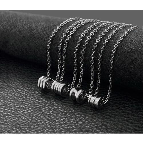 Fashion Titanium Steel Simple Pendant Stainless Steel Round Barrel Pendant Geometric Jewelry Hot Sale