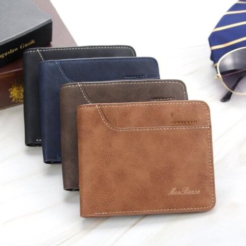 New Type Mens Wallets Short Coin Purse Small High Quality Pu Leather Stripe Design ID Credit Card Holder Wallet Hombre Type
