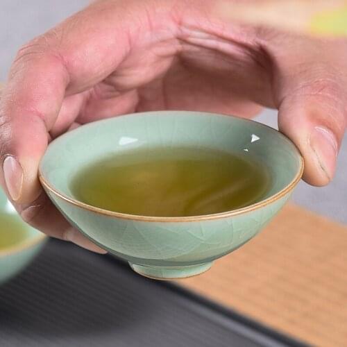 Guopin ceramic teacups set of 6 four seasons cup cherry blossom discoloration cup drinkware
